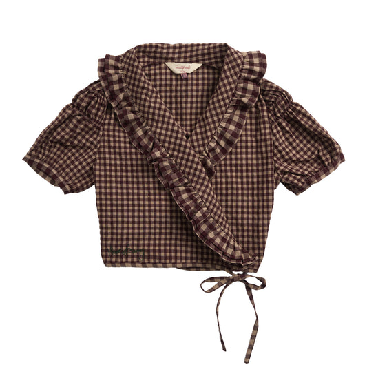 House of Sunny Womens Gingham Ruffle Top Multi Check