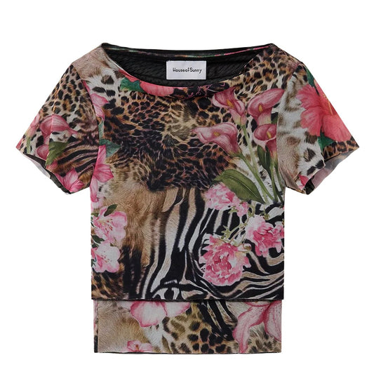 House of Sunny Tropical Mesh Top Multi
