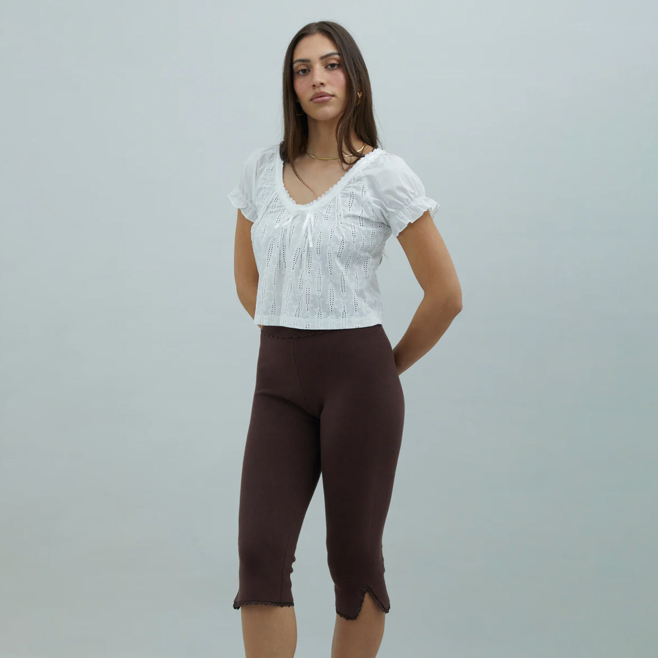 House of Sunny Classic Capri Pants Coffee