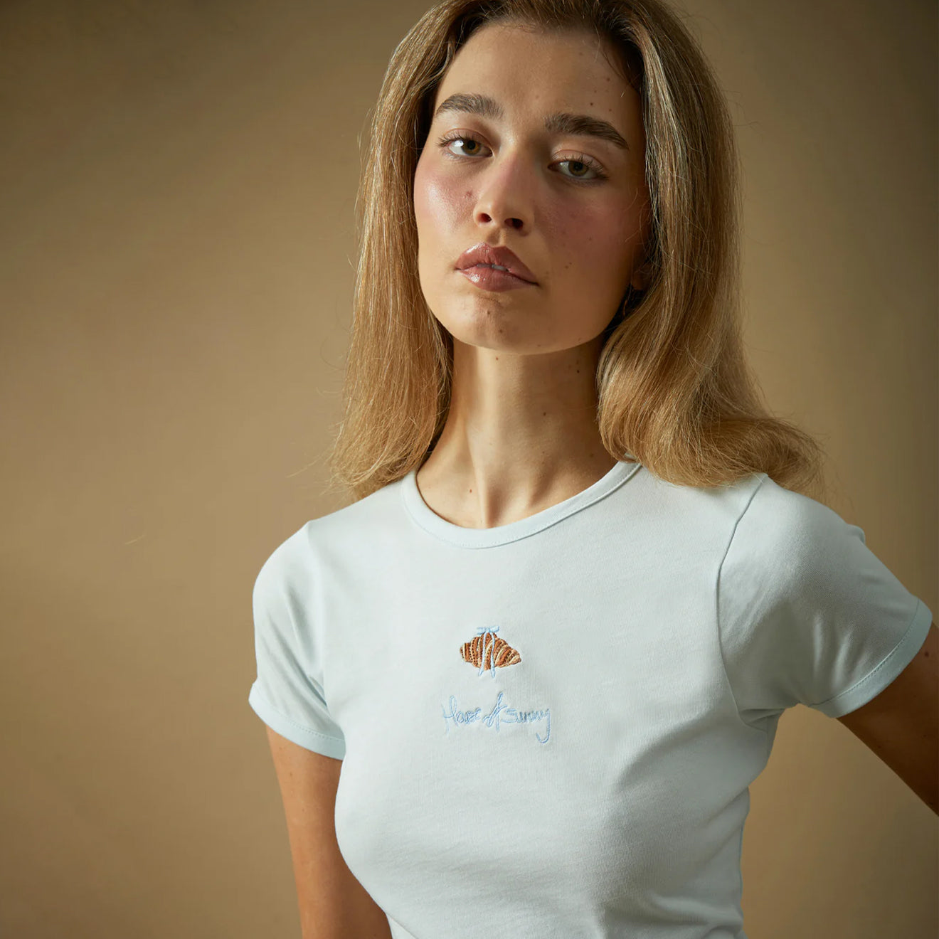 House of Sunny Croissant Baby Tee Soft Blue - pam pam 