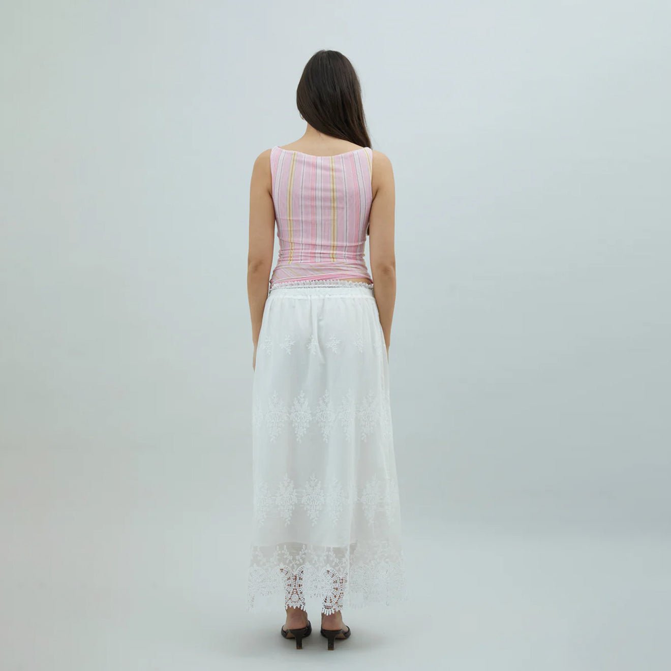 House of Sunny Double Layer Stripe Mesh Vest Stripe Print