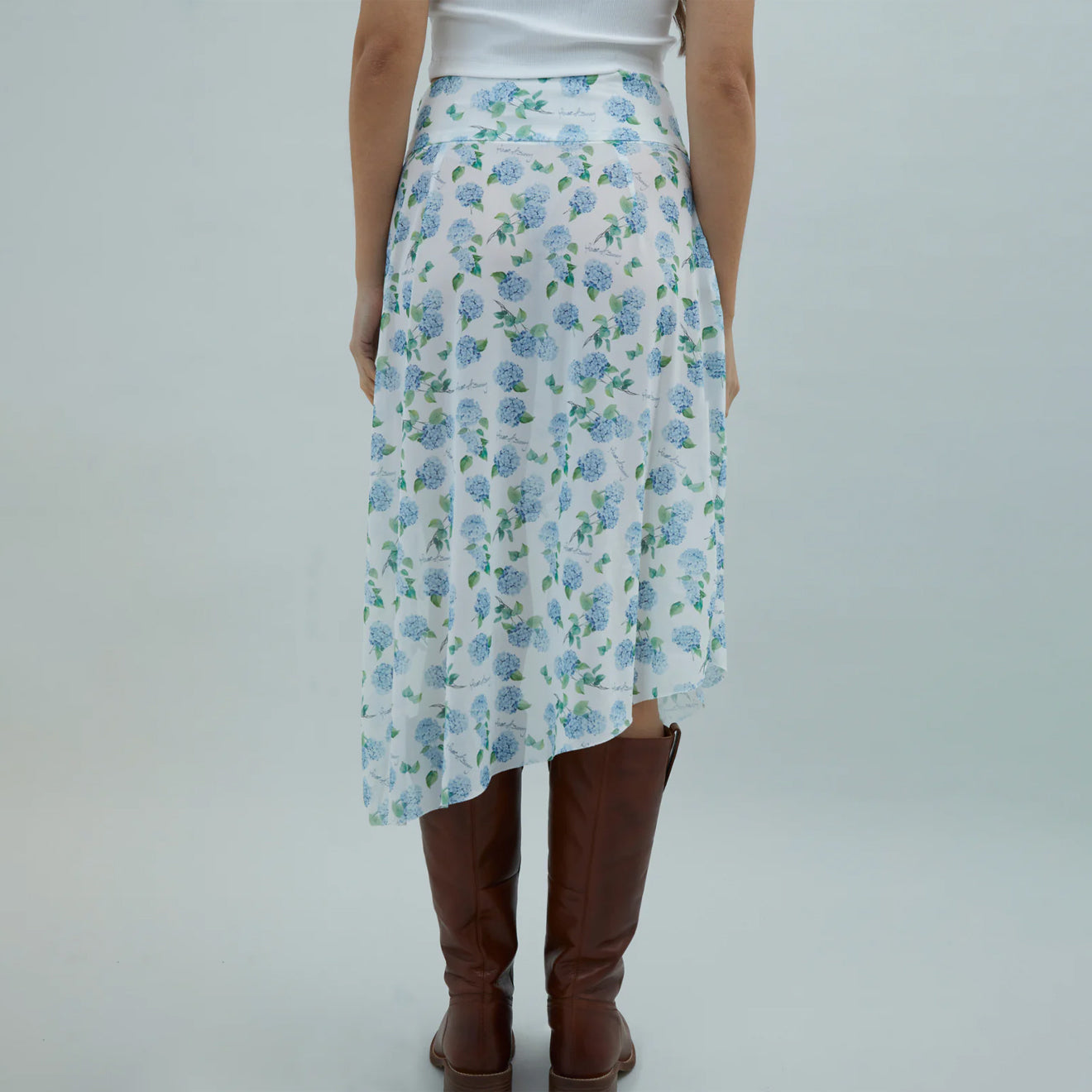 House of Sunny Hydrangea Asymmetric Mesh Skirt Soft Blue - pam pam 