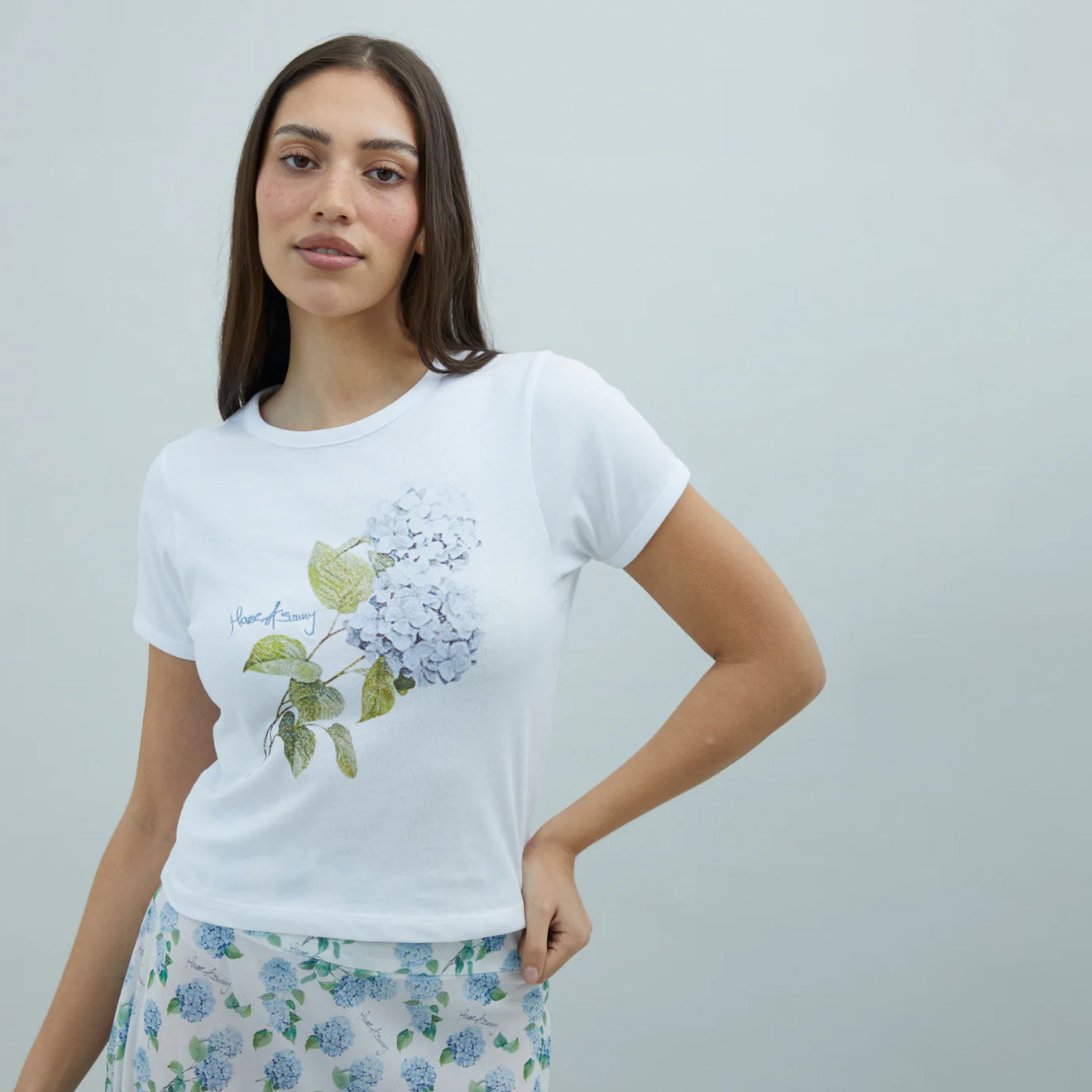 House of Sunny Hydrangea Baby Tee White - pam pam 