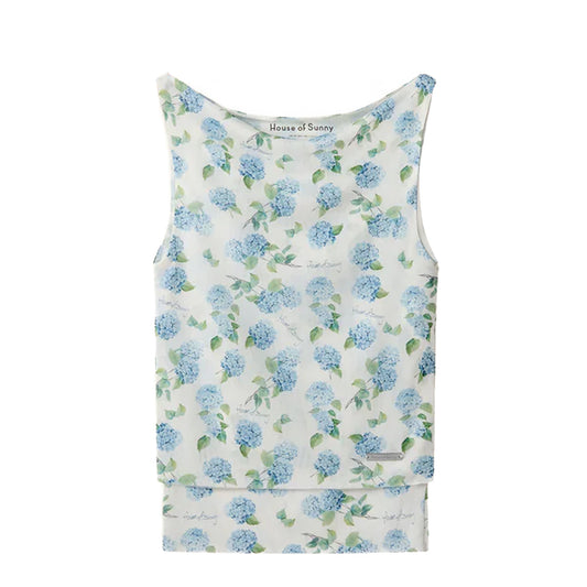House of Sunny Hydrangea Double Layer Mesh Top Soft Blue - pam pam