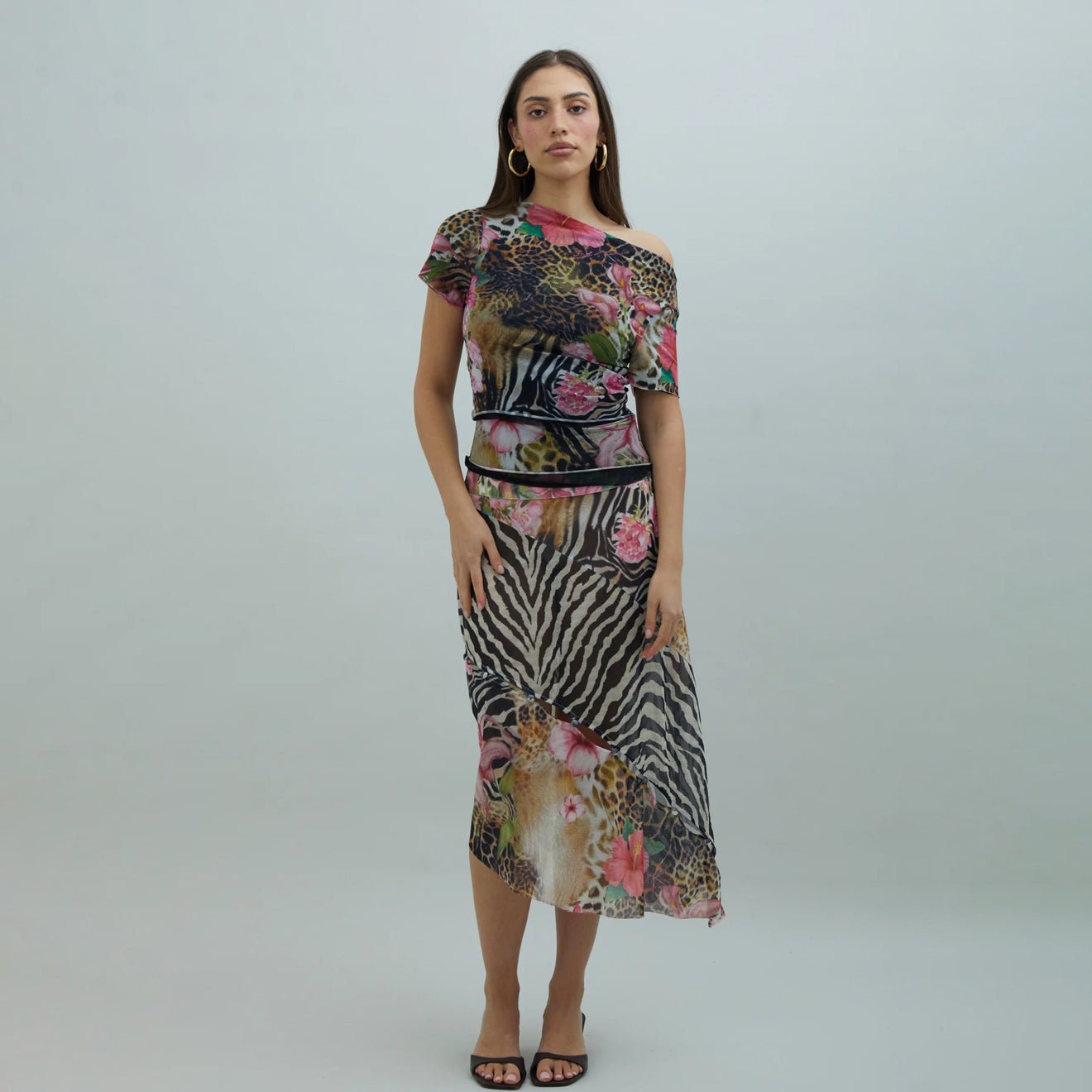 House of Sunny Tropical Mesh Top Multi