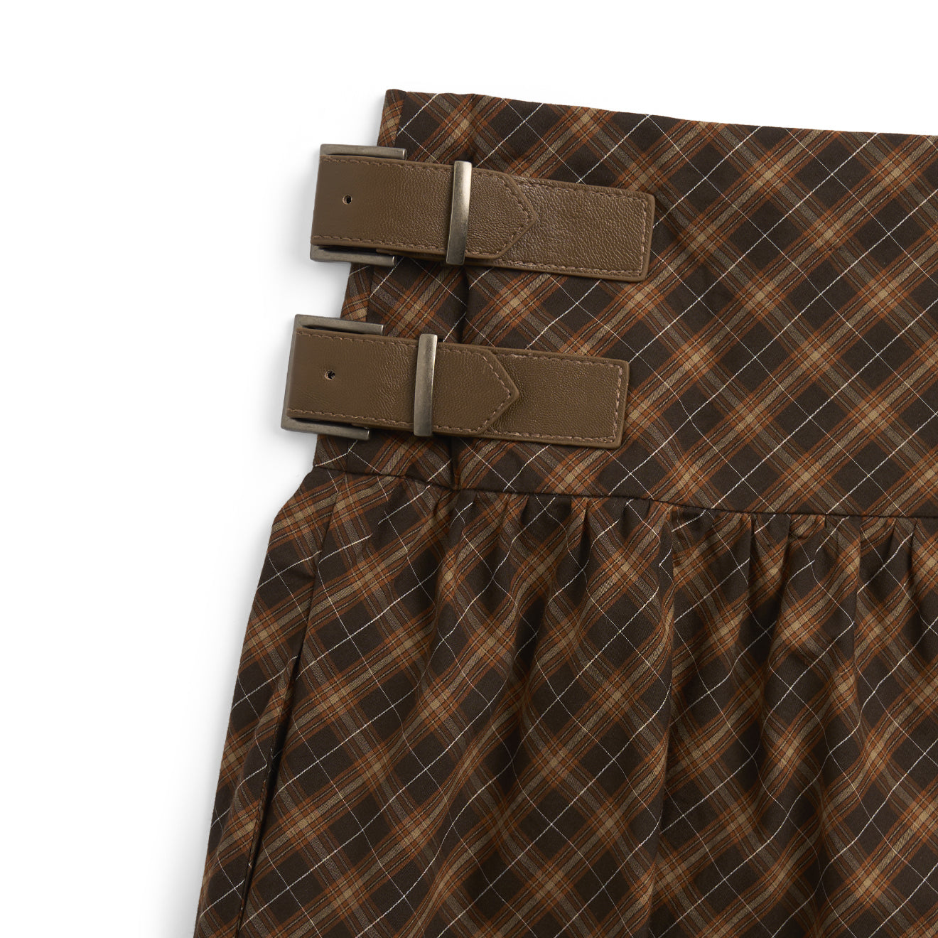 House of Sunny Womens Check Buckle Skirt Multi Check