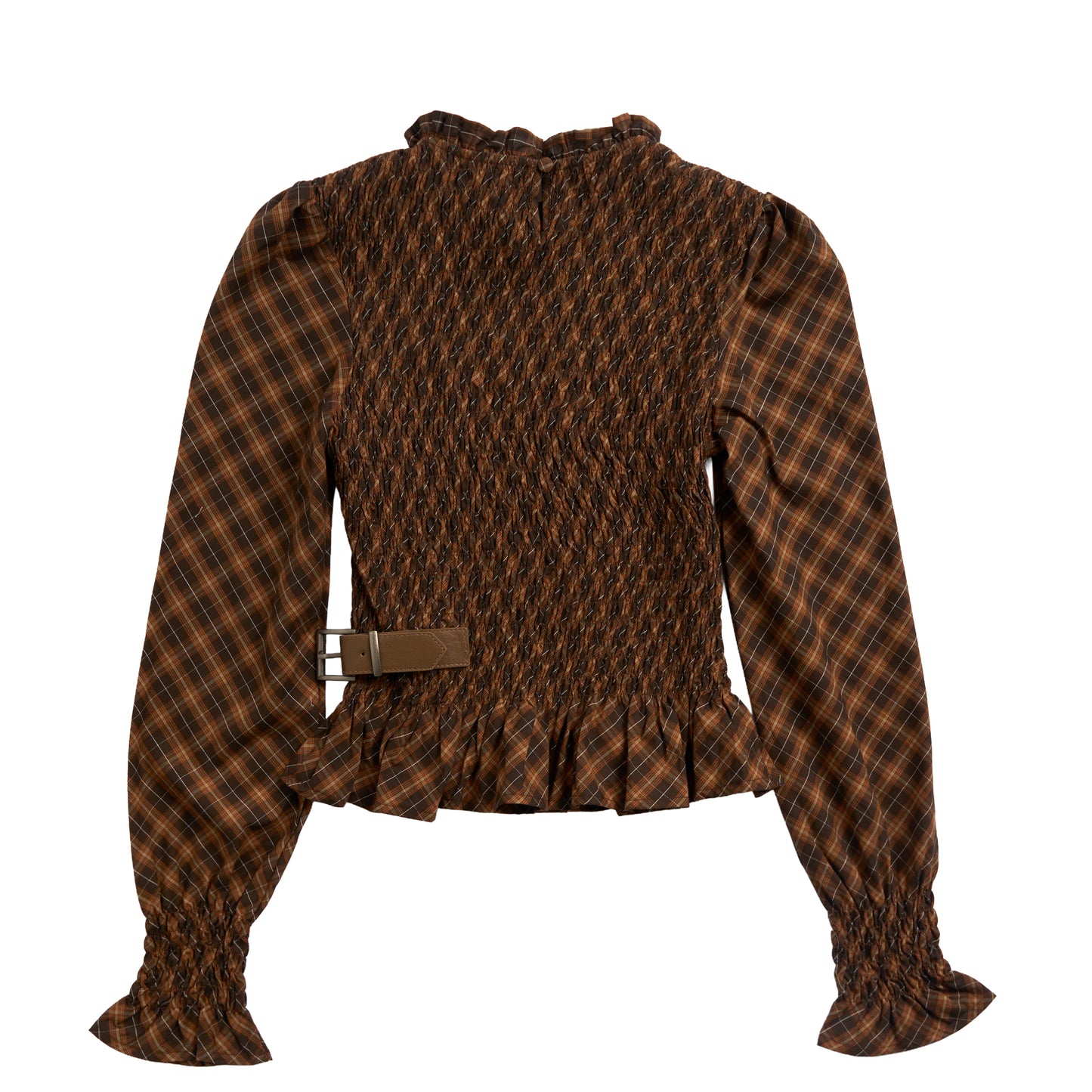 House of Sunny Womens Check Ruched Top Multi Check