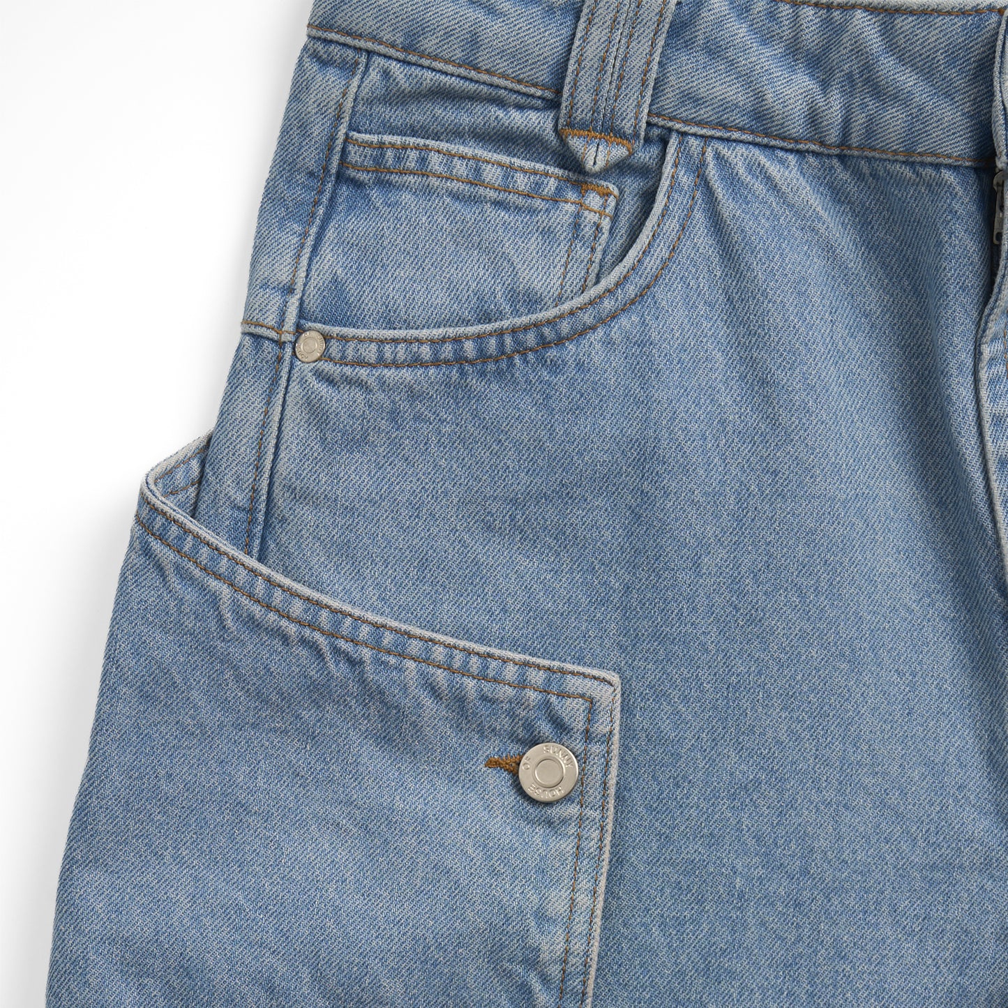 House of Sunny Womens Cowboy Denim Jeans Mid Blue Wash