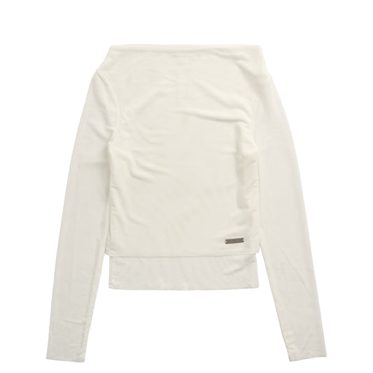 House of Sunny Womens Double Layer L/S Mesh Top Vintage White