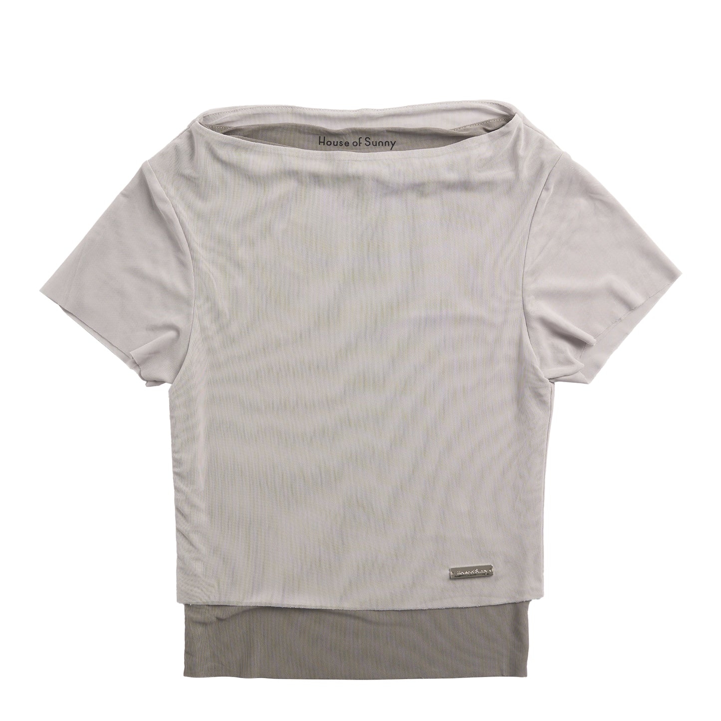 House of Sunny Womens Double Layer Mesh Top Pale Grey
