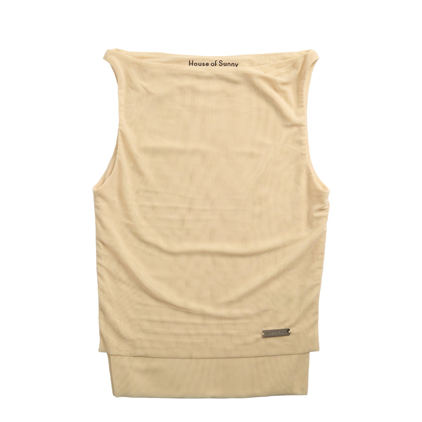 House of Sunny Womens Double Layer Sleeveless Mesh Top Butter