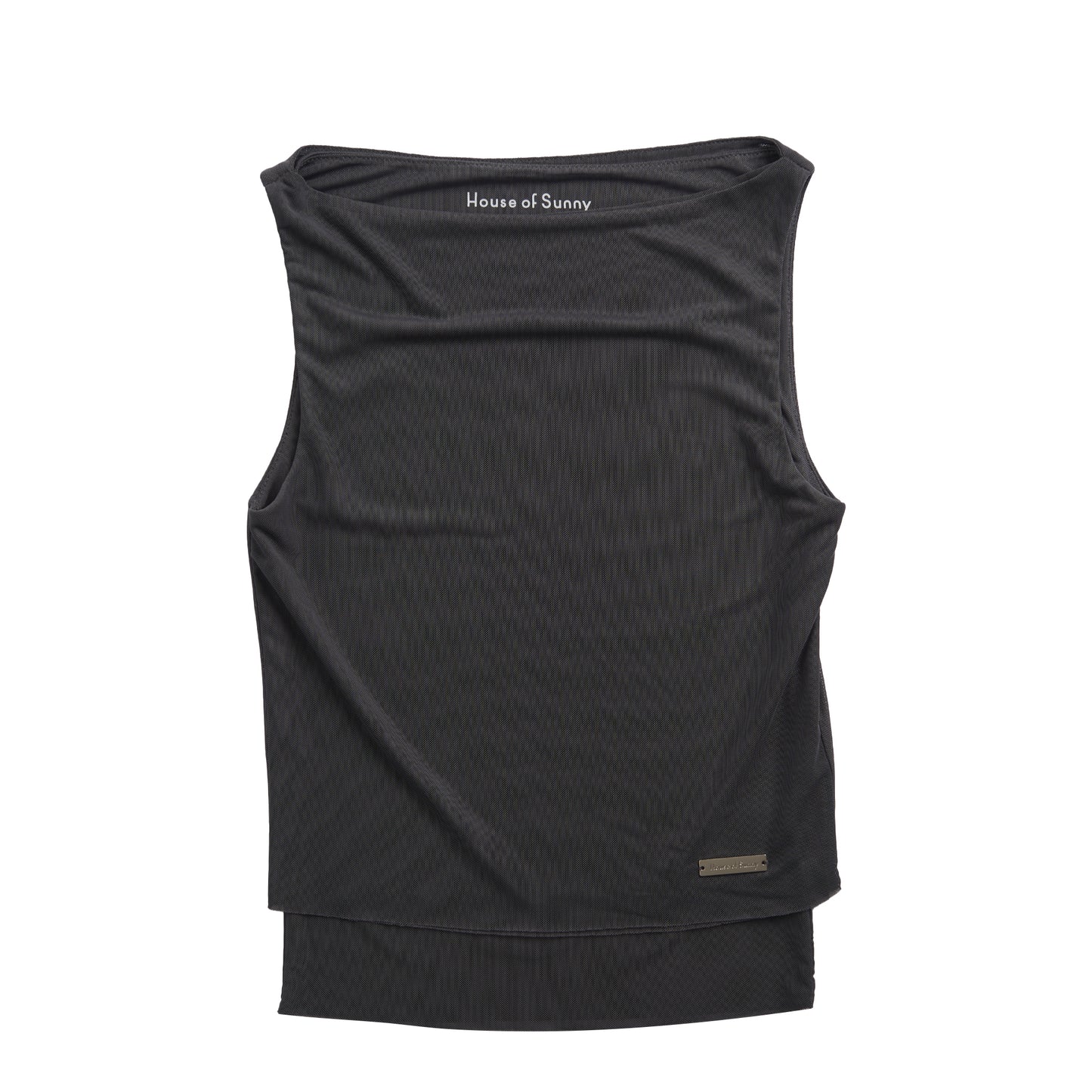 House of Sunny Womens Double Layer Sleeveless Mesh Top Steel Grey