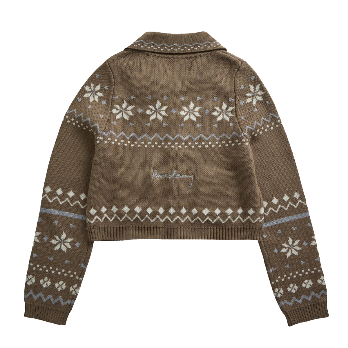 House of Sunny Womens Fairaisle Tripper Cardigan Light Brown