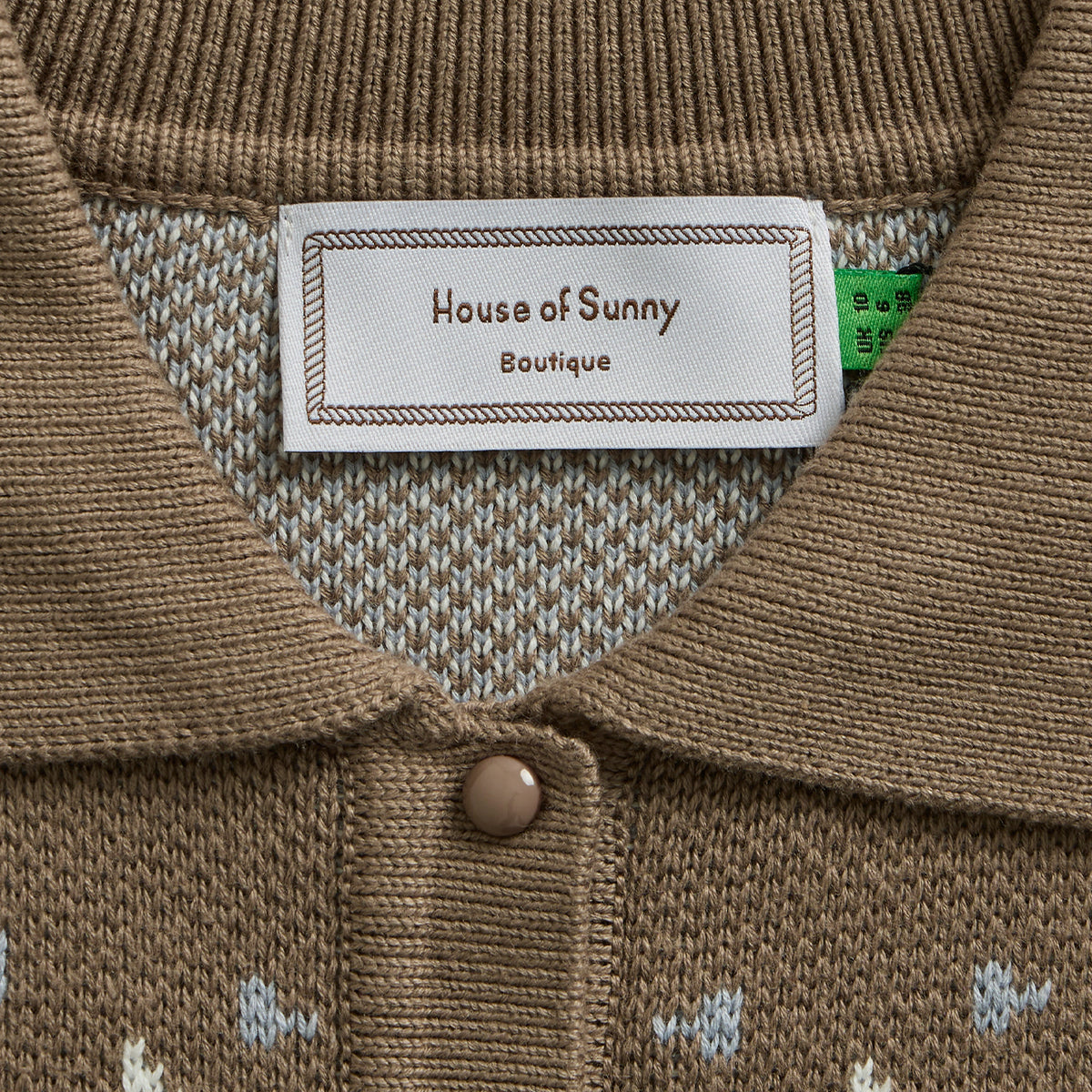 House of Sunny Womens Fairaisle Tripper Cardigan Light Brown