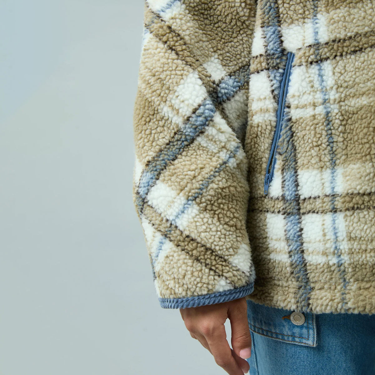 House of Sunny Womens Fleece Scarf Jacket Check Multi