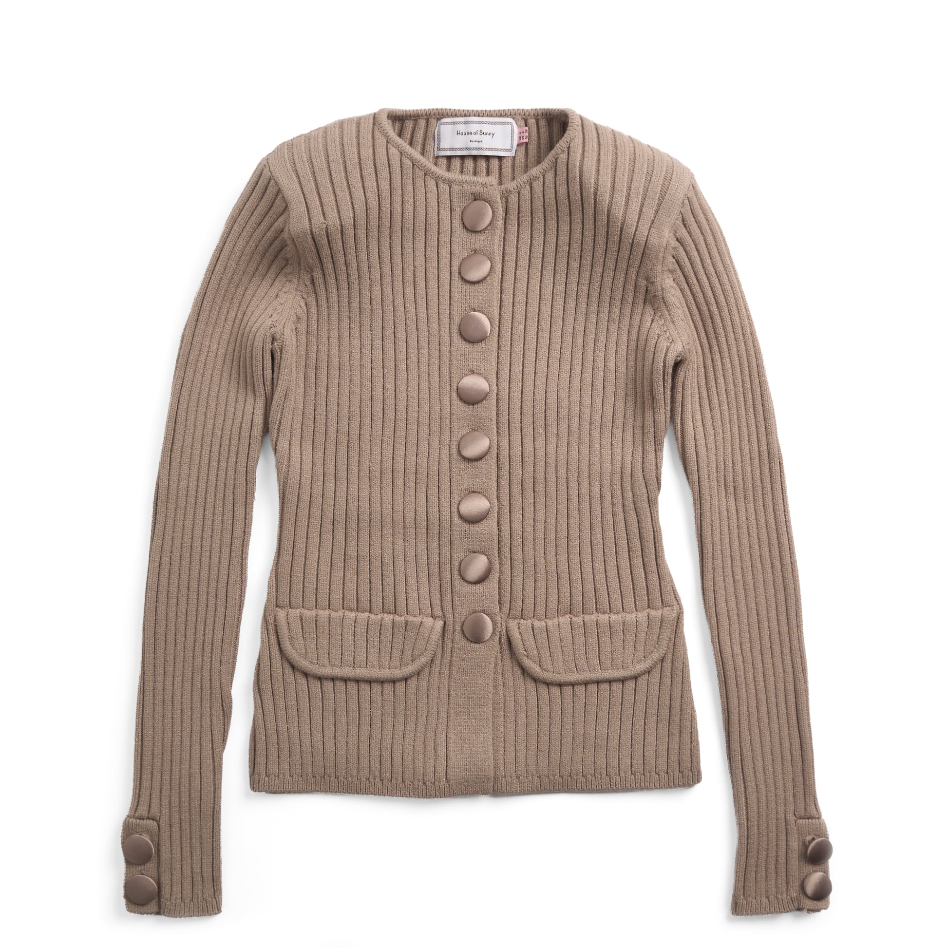 House of Sunny Womens Power Peggy Rib Knit Taupe