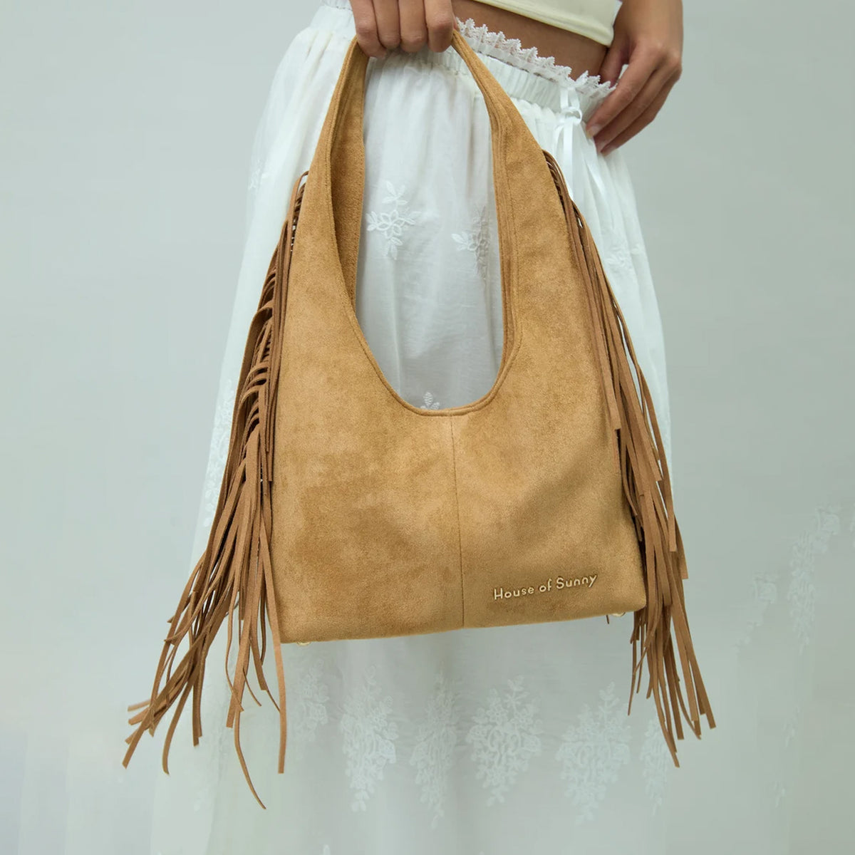 House of Sunny Womens Tassle Sling Shoulder Bag Tan