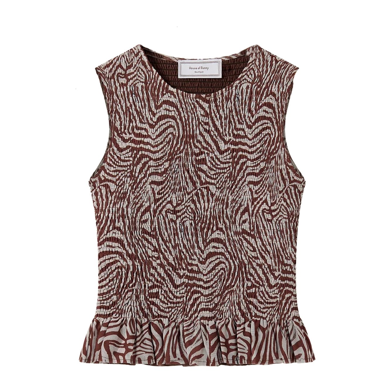 House of Sunny Zebra Mesh Top Cocoa