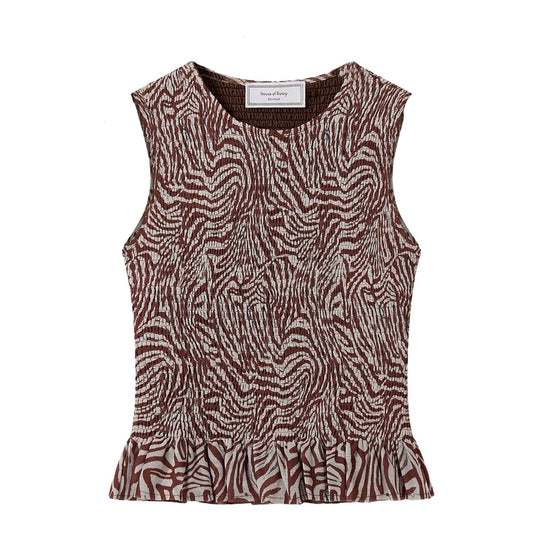 House of Sunny Zebra Mesh Top Cocoa