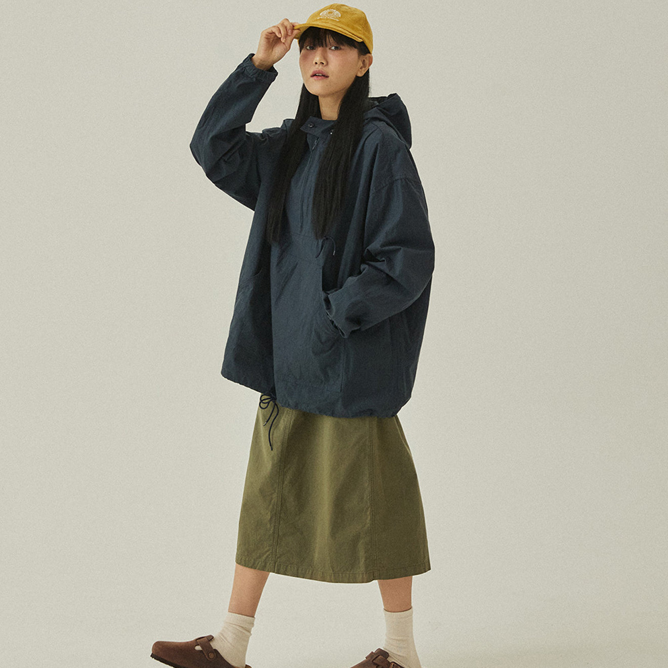 Kappy Button Hoodie Anorak Deep Navy - pam pam 