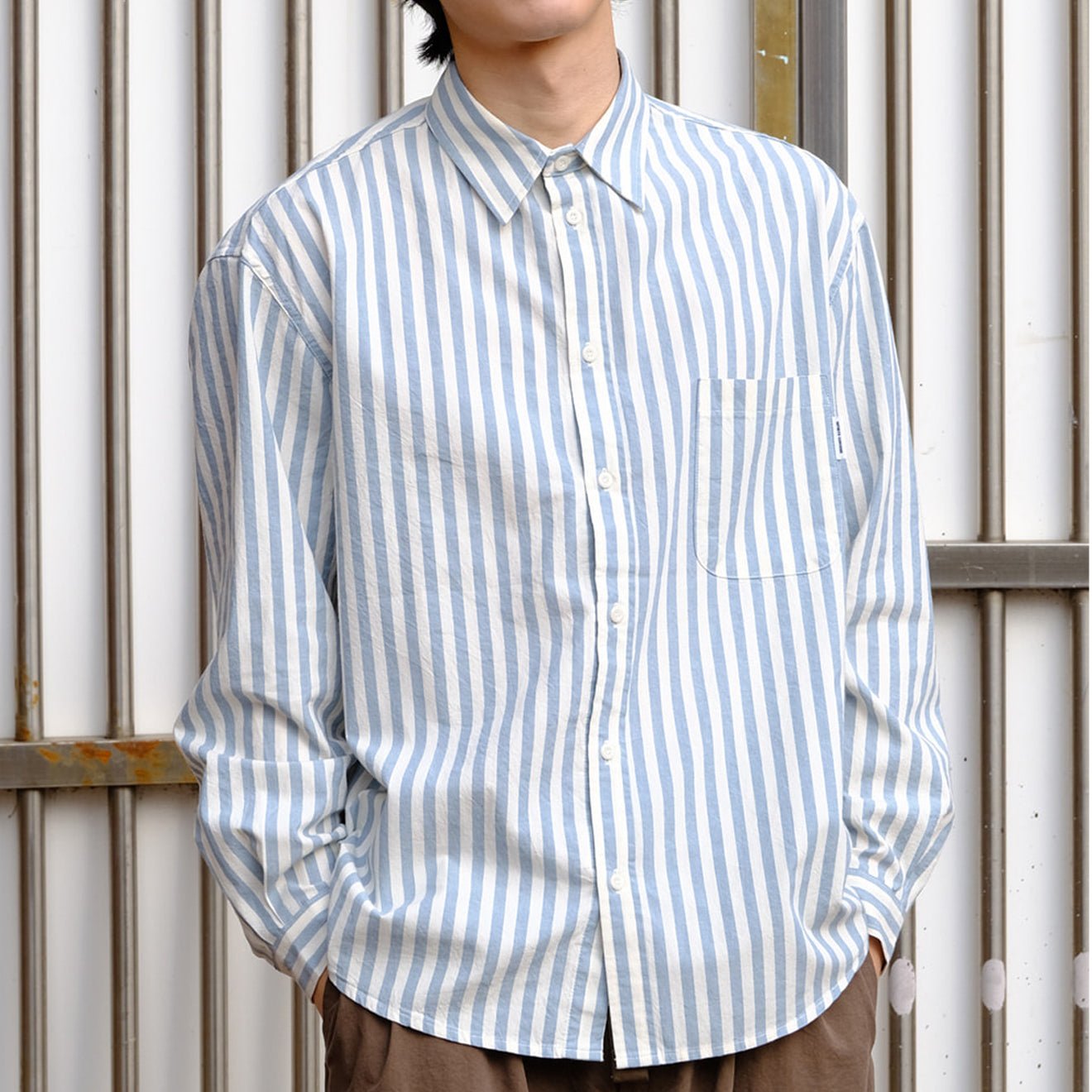 Kappy Melange Stripe Shirt Sky Blue - pam pam 