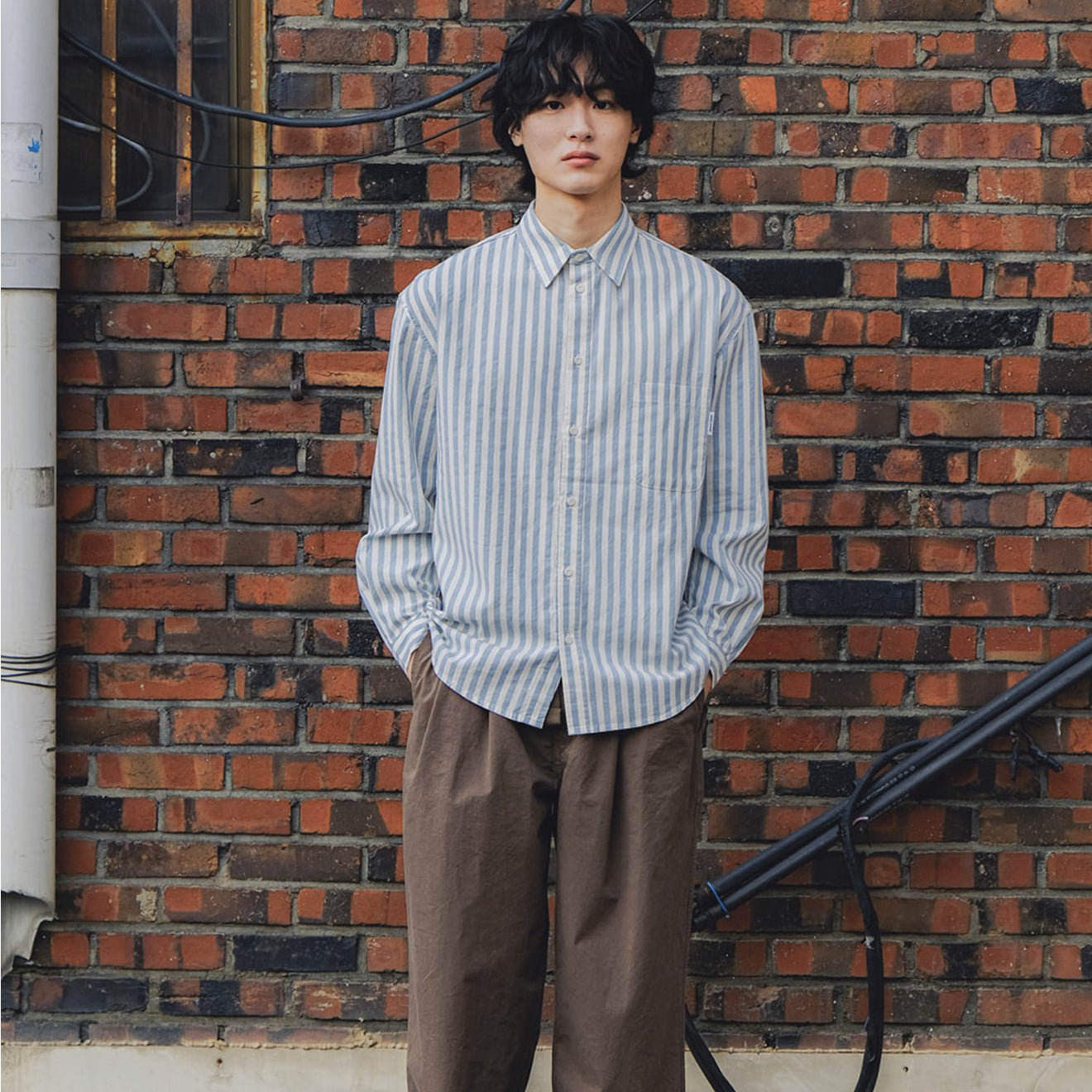 Kappy Melange Stripe Shirt Sky Blue - pam pam 