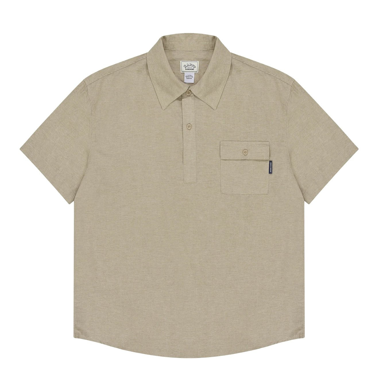 Kappy Pigment Henley Neck Half Shirt Beige - pam pam 