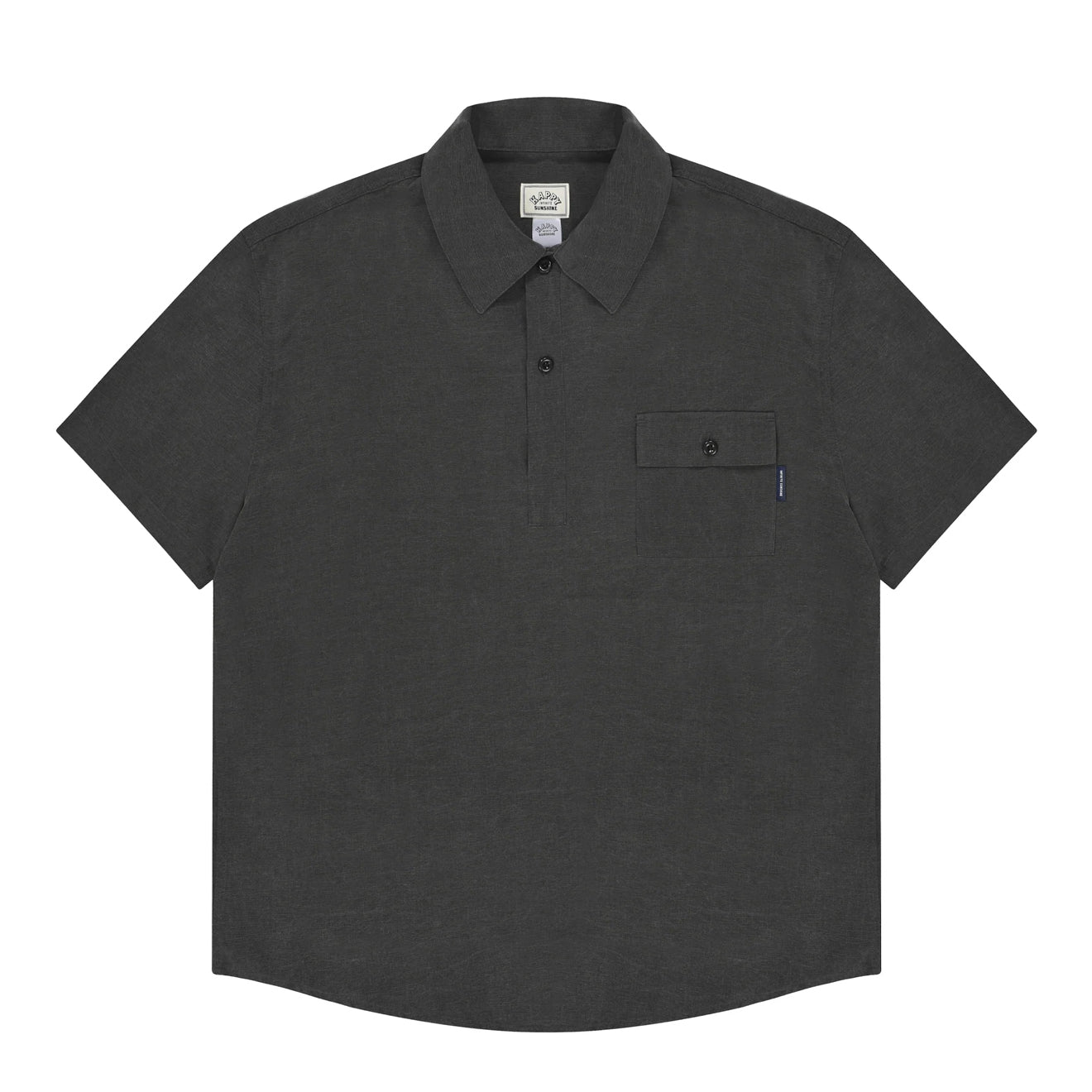 Kappy Pigment Henley Neck Half Shirt Charcoal - pam pam 