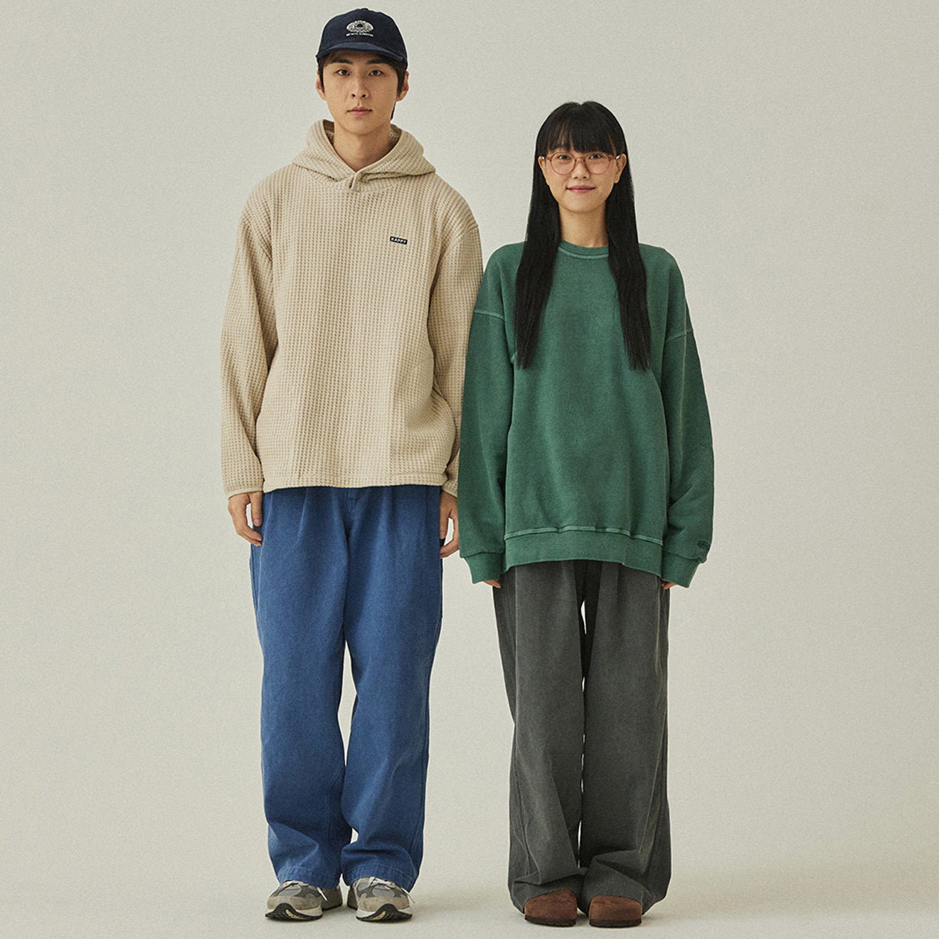 Kappy Pigment Two Tuck Wide Pants Charcoal - pam pam 