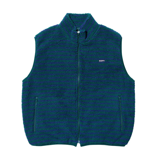 Kappy Stripe Fleece Zipper Vest Green
