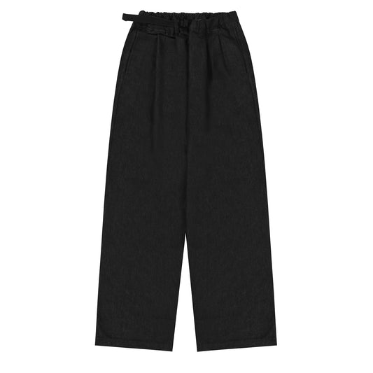 Kappy Two Tuck Wide Denim Pants Black