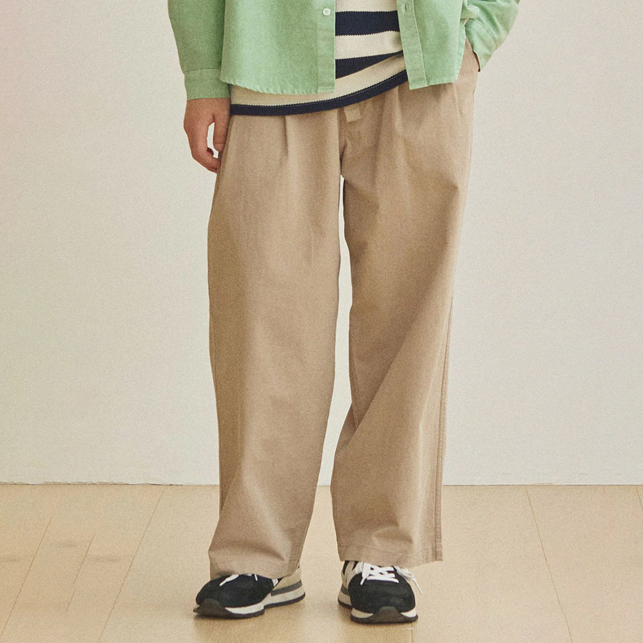Kappy Two Tuck Wide Pants Beige - pam pam 