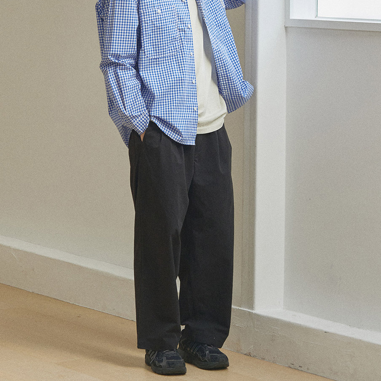 Kappy Two Tuck Wide Pants Black - pam pam 