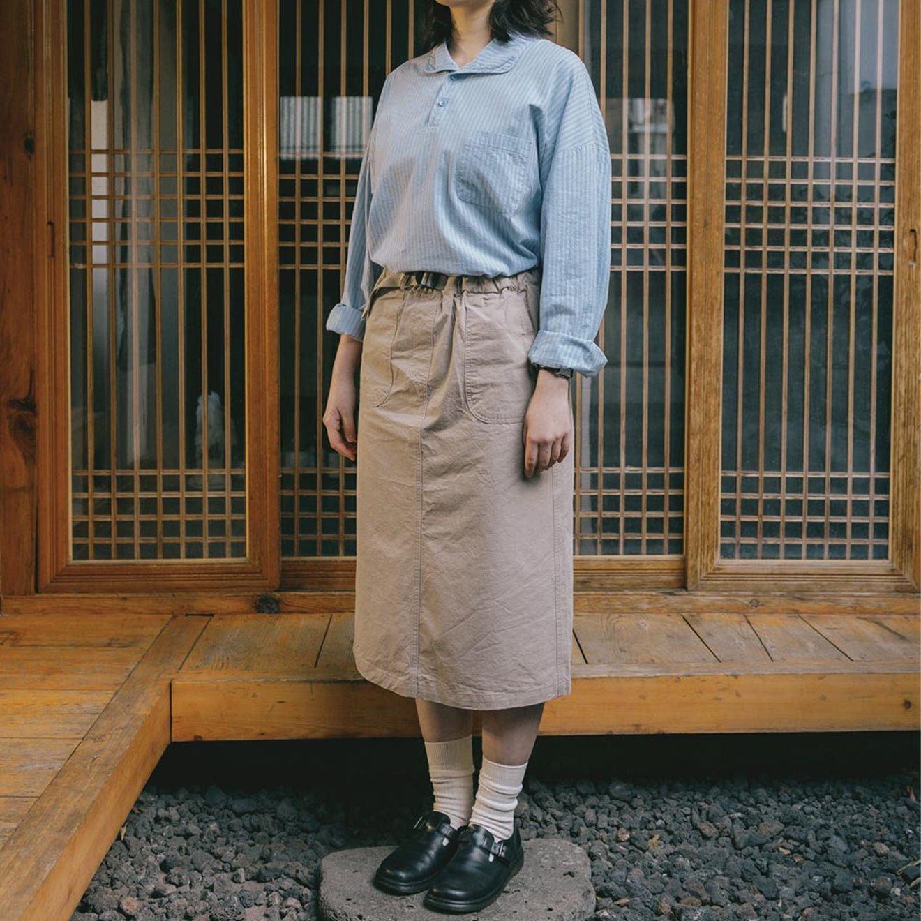 Kappy Womens Cotton Fatigue Skirt Beige - pam pam 