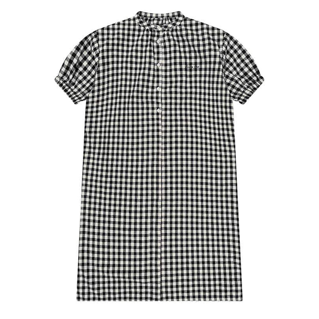 Kappy Womens Gingham Check Linen Dress Black - pam pam 