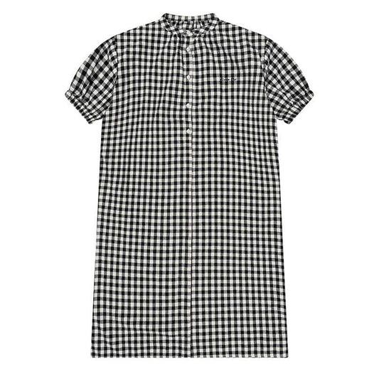 Kappy Womens Gingham Check Linen Dress Black - pam pam