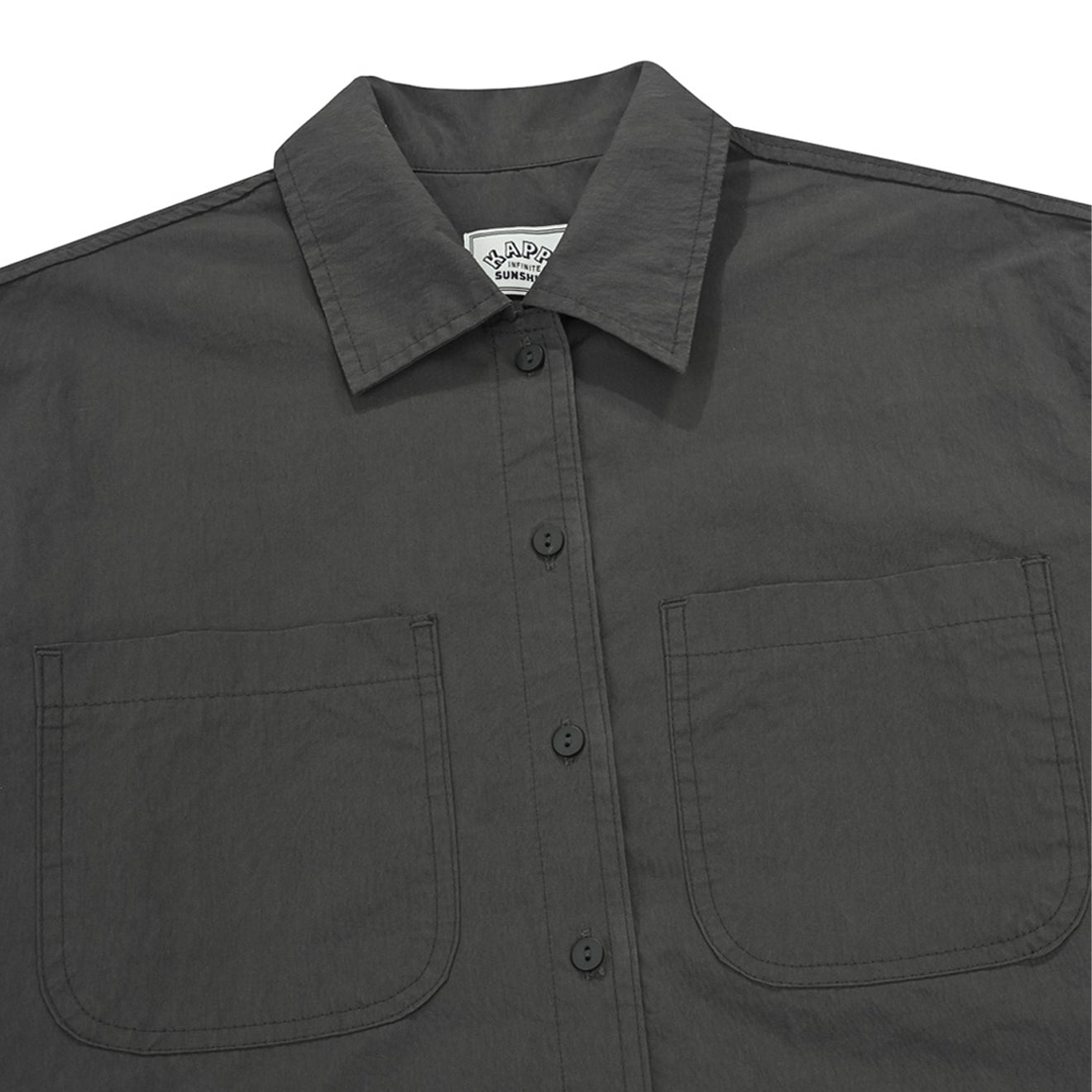 Kappy Womens Pocket Half Shirt Dress Charcoal - pam pam 