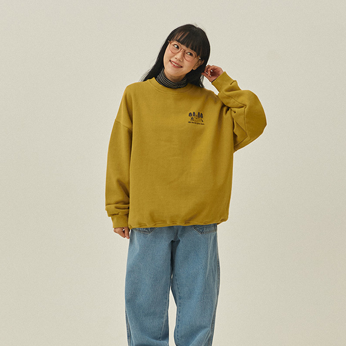 Kappy Yeti Fluff Sweat Shirt Mustard - pam pam 