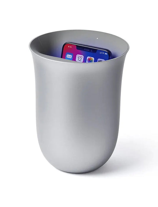 Lexon OBLIO Wireless Charging Station with UV Sanitiser Silver Lexon