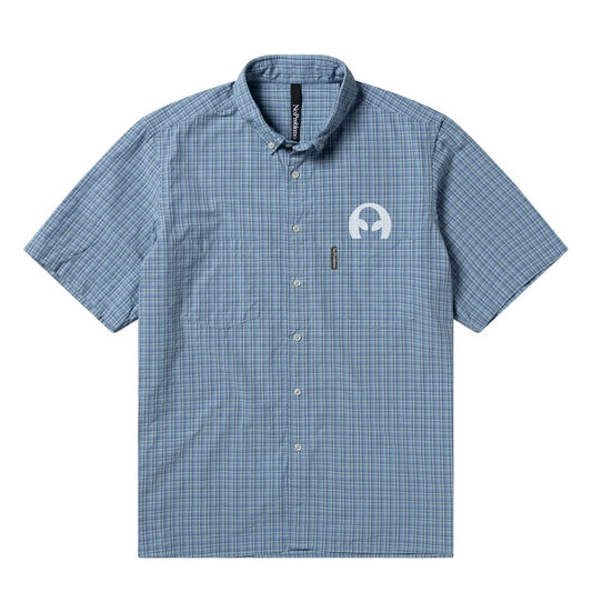 No Problemo Alien-O Print SS Check Shirt Blue