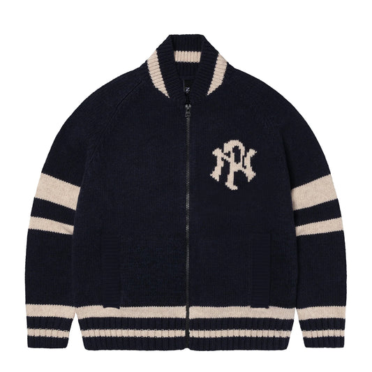 No Problemo NYP Varsity Zip Thru Knit Navy - pam pam