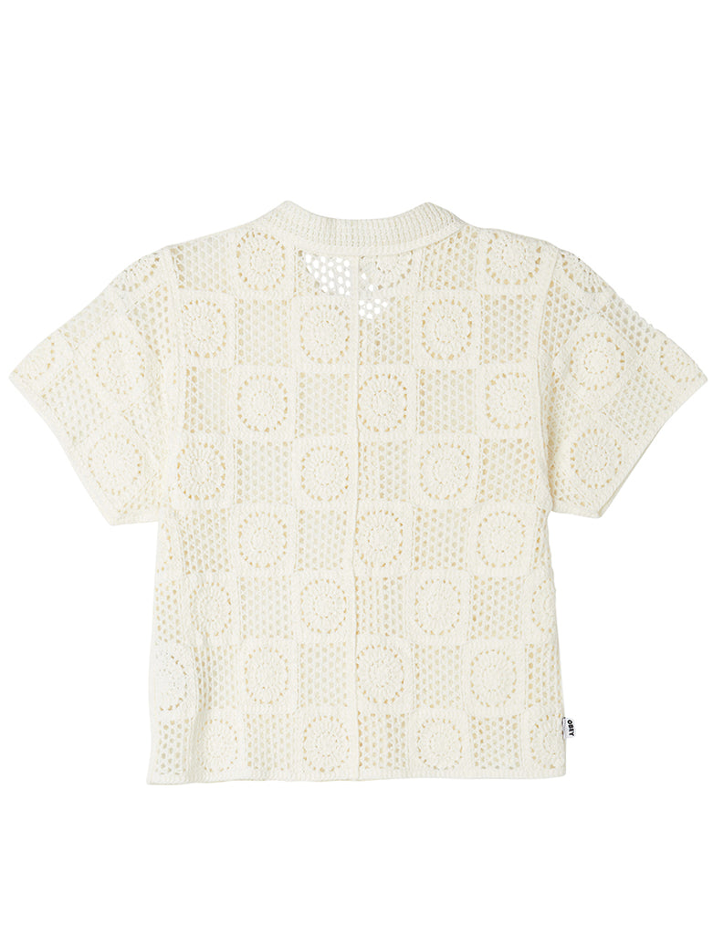 Obey Womens Agatha Crotchet Knit Sweater Unbleached