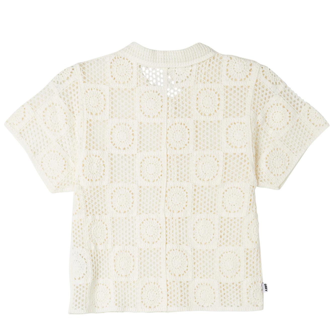 Obey Womens Agatha Crotchet Knit Sweater Unbleached