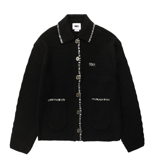 Obey Womens Amelie Button Down Sweater Off Black