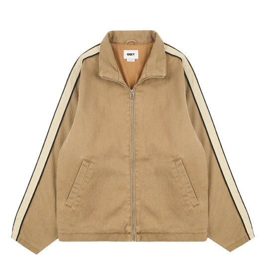 Obey Womens Astrid Stripe Jacket Tan Faded Wash - pam pam