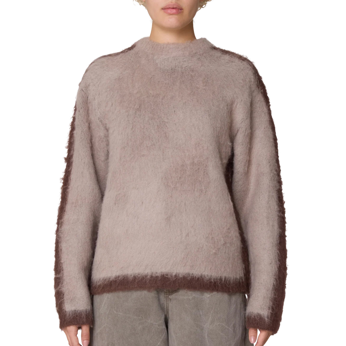 Obey Womens Aura Crew Sweater Taupe