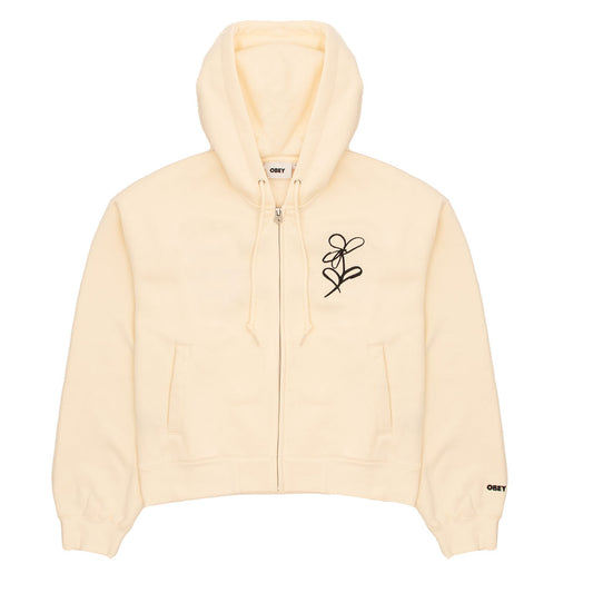 Obey Womens Chalk Writing Zip Hood Unbleached