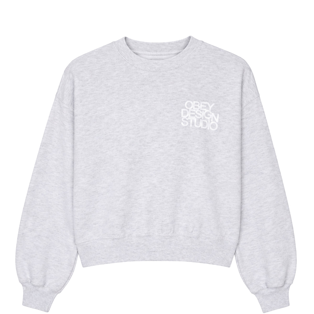 Obey Womens Design Studio Cropped Crew Ash Heather Grey