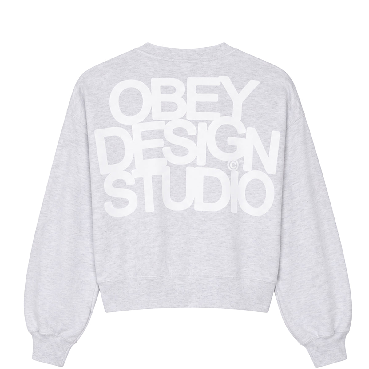 Obey Womens Design Studio Cropped Crew Ash Heather Grey