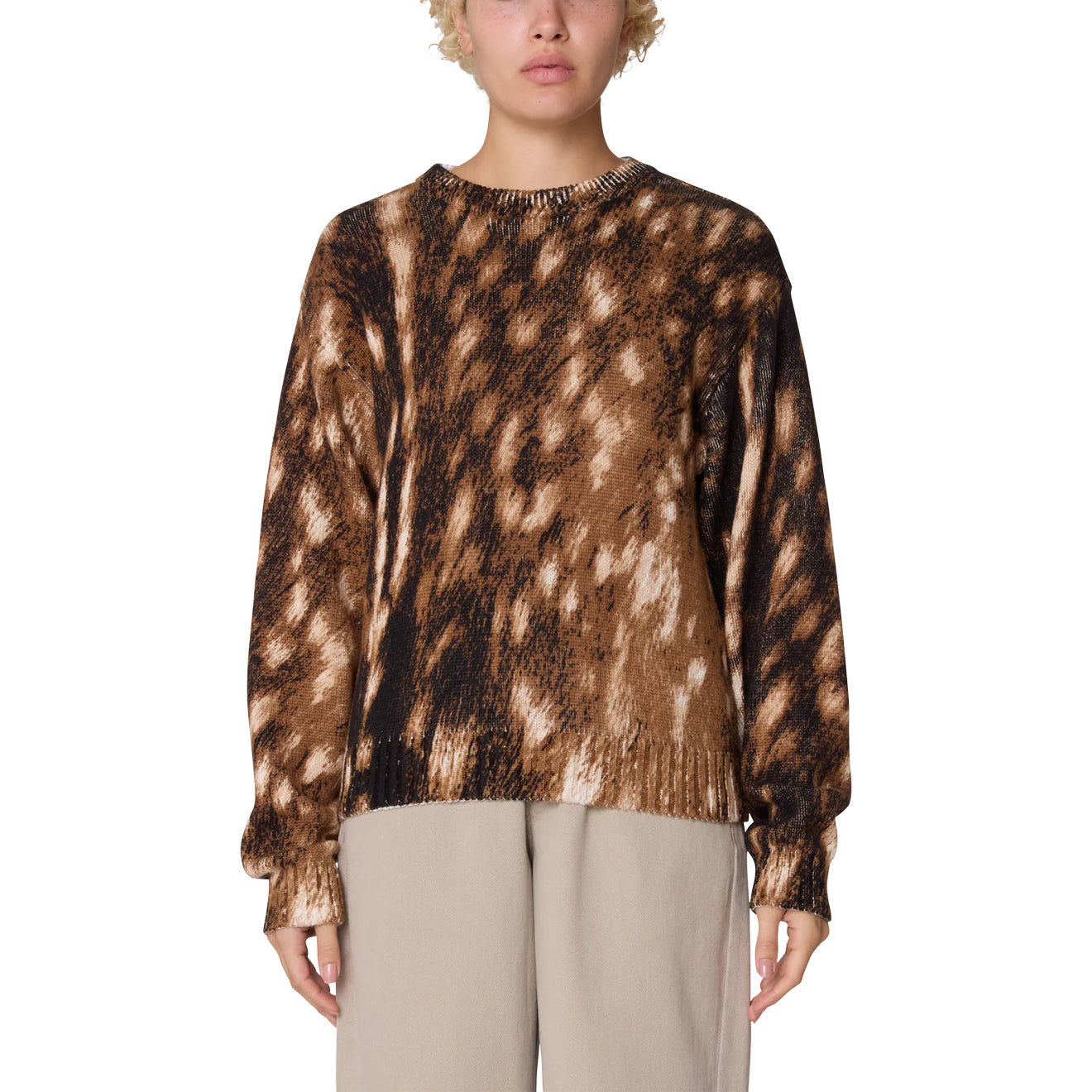 Obey Womens Fawn Crew Sweater Fawn Multi - pam pam 